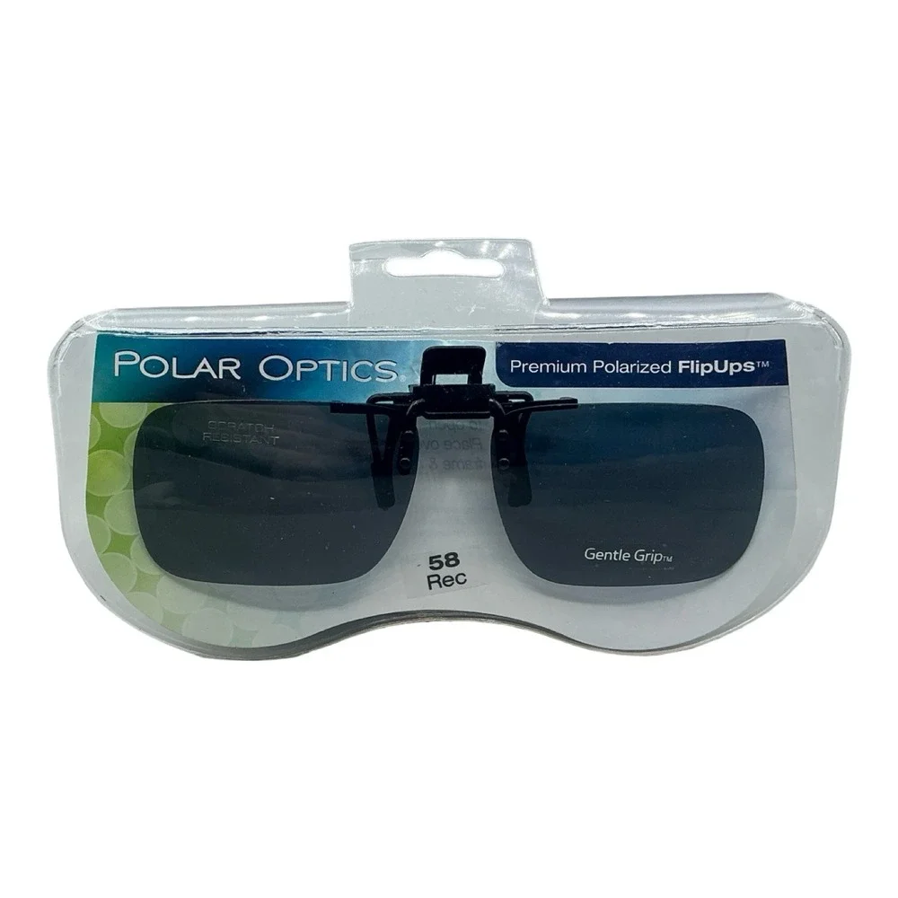 Polar Optics Premium Polarized FlipUps Sunglasses 58 Rec Gray Lenses New